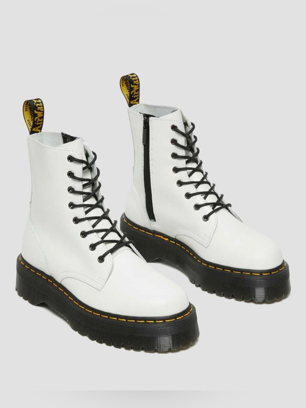 Dr. Martens Jadon Smooth Leather Platform Boots Side-zip White - US 9